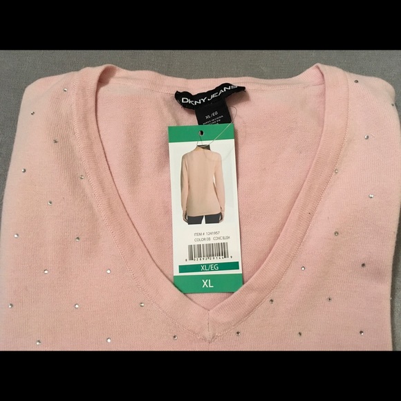 DKNY NWT Crystal Bling V-neck Sweater - Picture 3 of 6